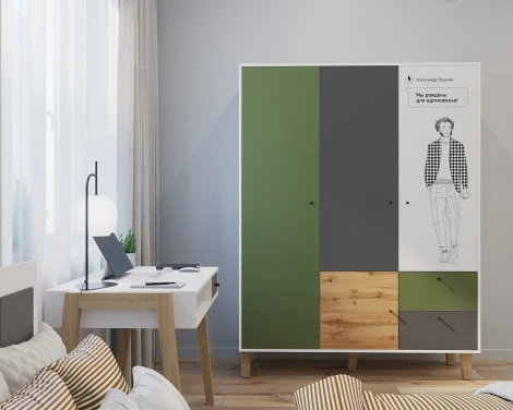 Шкаф Пушкин 149, белый шёлк МАМА STORY 102093