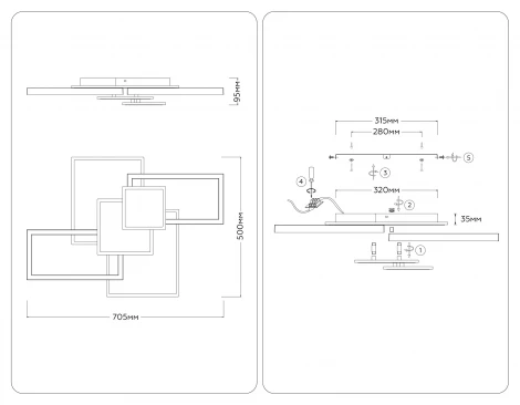 Потолочная люстра светодиодная с пультом Ambrella Acrylica FA1032