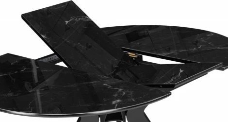 Стол стеклянный Notta Рикла 120(160) черный мрамор / черный арт.612858