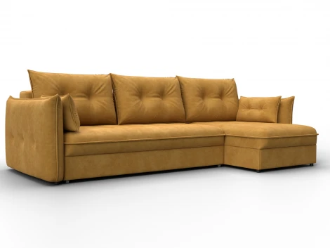 Диван угловой Лига-100 НПБ угол универсальный (ДСП,Фанера/Пластик/Велюр/Желтый) Лига Диванов 133658