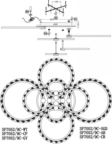 Потолочная люстра Seven Fires Oden SF7052/9C-AB-BL