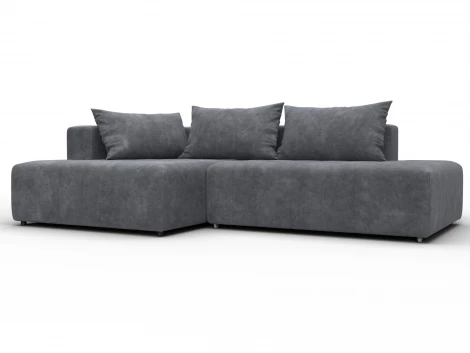 Диван угловой Лига-103 НПБ угол левый (ДСП,Брус,Фанера,Велюр/Темно-серый) Лига Диванов 134824L