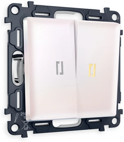 Комплект механизма Ambrella Volt 2-клавишного выключателя с подсветкой 3200K ALFA MA204010 Жемчуг QUANT