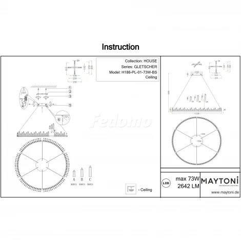 Подвесная люстра Maytoni Gletscher H186-PL-01-73W-BS