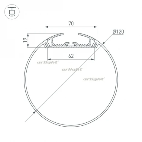 Профиль SL-ROUND-D120-2000 ANOD (Алюминий) 019267 Arlight SL-ROUND