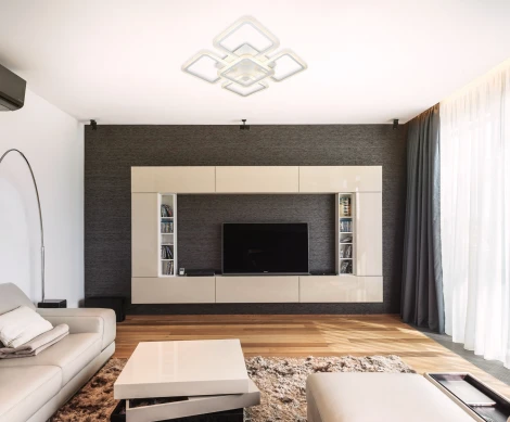 Потолочная люстра с таймером Natali Kovaltseva Smart Home LED LAMPS 81218 (220V, голосовое управление, пульт управления, управление смартфоном, умный дом - Алиса, Tuya Smart, Сири, Smart Life)