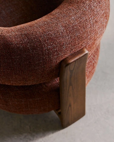 Granite Кресло из коричневого шенилла и массива ясеня в отделке орех арт.207787