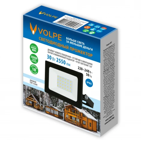 Прожектор уличный светодиодный 6500К черный Volpe ULF-Q519 30W/6500K IP65 220-240V BLACK