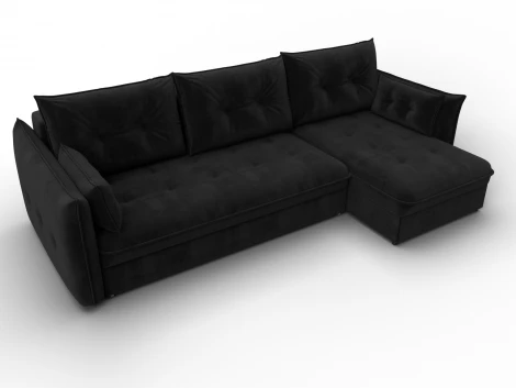 Диван угловой Лига-100 НПБ угол универсальный (ДСП,Фанера/Пластик/Велюр/Черный) Лига Диванов 133683