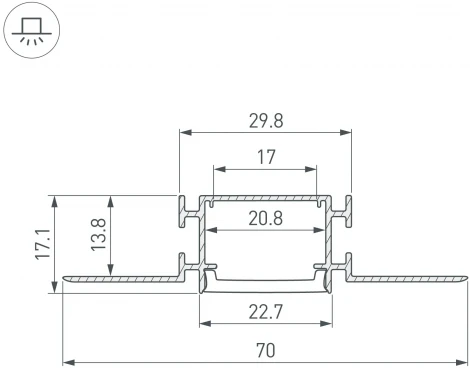 Профиль FANTOM-BENT-W23-TOP-2000 ANOD (Arlight, Алюминий) 040347(1)