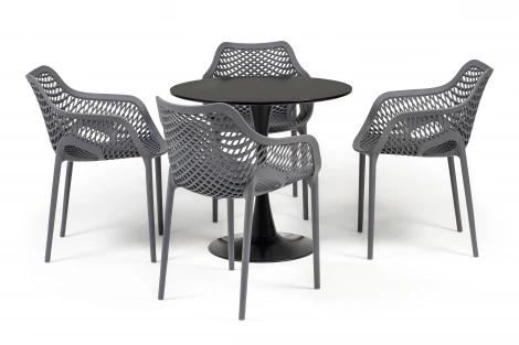 "Беллини" обеденная группа на 4 персоны, цвет темно-серый 4SIS ВC2T-3-SET