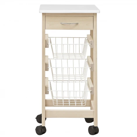 Тумба с ящиком и корзинами белый/лак Mebelik 008477