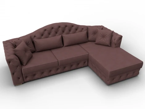 Диван угловой Артис правый угол (Брус,Рейка,Замша/Бордовый) Лига Диванов 128039