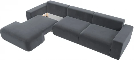 Диван угловой Лига-036 НПБ Классик Лонг левый угол (Серый/Велюр) Лига Диванов арт.121395L