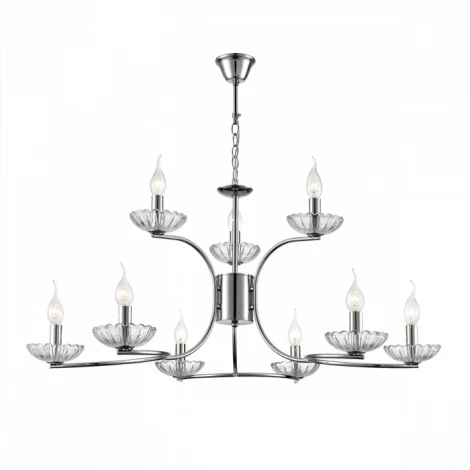 Подвесная люстра ярусная Lumion Lolina 8155/9 хром, металл/стекло Е14 9*40W 220V (на цепи, подсвечник, свеча)