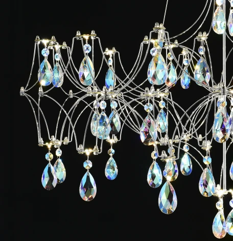 Подвесная люстра светодиодная с пультом и хрустальными подвесками K9 MyFar Ileria MR2651-57P-50СD