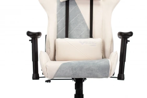 Кресло игровое Zombie VIKING X Fabric белый/серо-голубой с подголов. крестовина пластик