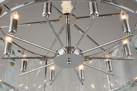 Подвесная люстра Omnilux Noventa OML-81513-10 (220V, хрусталь, на цепи, свеча, круглые)