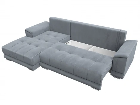 Диван угловой НордСтар левый угол (ДСП,Брус/Пластик/Велюр/Серый) Лига Диванов 127942L