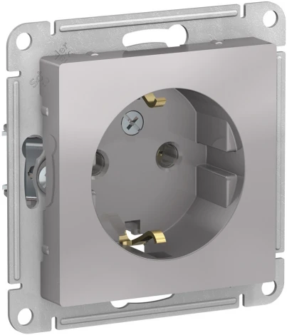 Розетка встраиваемая с заземлением (алюминий) Systeme Electric AtlasDesign ATN000343