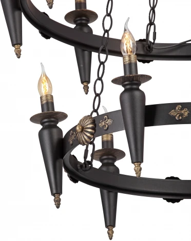 Подвесная люстра ярусная большая Vitaluce V1870-1/8+6, 14xE14 макс. 40Вт (220V, на цепи, факел)