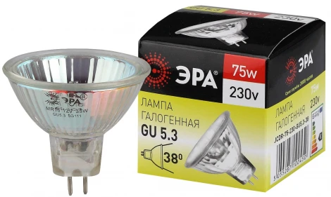 Лампочка галогеновая GU5.3 75W ЭРА GU5.3-JCDR (MR16) -75W-230V-CL
