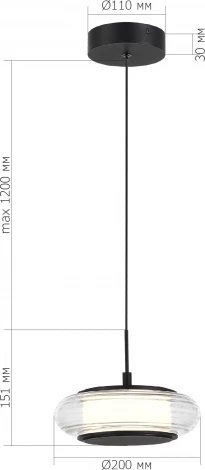 Подвесной сетильник ST Luce Frittela SL6239.403.01 черный/прозрачный LED 1*7W 3000K (220V, на проводе)