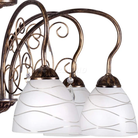 Люстра потолочная Day&Night, 6 плафонов, черный с золотом, белым и прозрачным