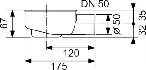 Сифон для душевого лотка TECE TECEdrainline 6 500 00 горизонтальный