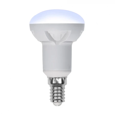 Лампочка светодиодная груша белая E14 7W 4000K Uniel LED-R50 7W/4000K/E14/FR/DIM PLP01WH