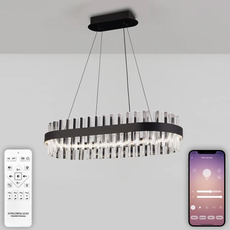Подвесная люстра светодиодная Natali Kovaltseva Royalton LED LAMPS 81276 с пультом ДУ, моб. приложением 120W, чёрный, LED (регулировка яркости, 220V, на тросе)