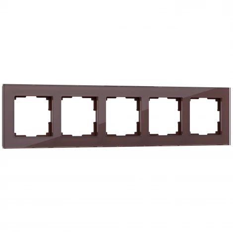 Рамка на 5 постов (мокко,стекло) W0051118 (a051101)