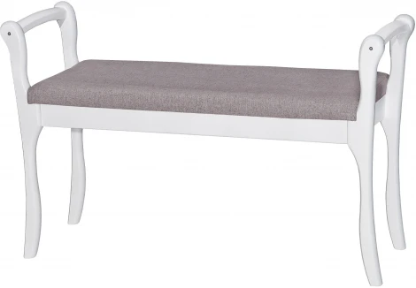 Скамья для прихожей с подлокотниками мягкая, ткань серо-розовый, каркас снег от фабрики Mebelik