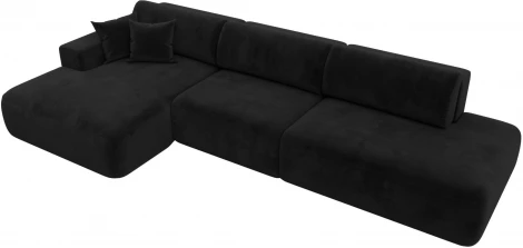 Диван угловой Лига-036 НПБ Модерн Лонг левый угол (Черный/Велюр) Лига Диванов арт.121431L