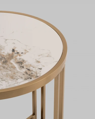 Журнальный столик Stool Group Алиада 55х55 см светлая керамика сталь шампань арт.УТ000040354