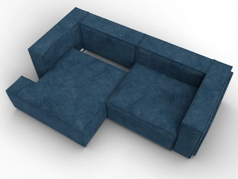 Диван угловой Лига-061 угол левый (ДСП,Брус,Фанера,Велюр/Синий) Лига Диванов 131147L
