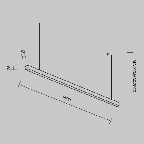 Подвесной светильник линейный светодиодный Maytoni Technical LL312013 3000K 35x35 черный 1,5 м