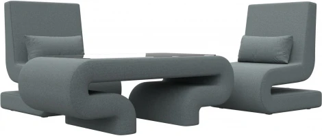 Набор Волна-3 (стол, 2 кресла) (Серый/Рогожка) Лига Диванов арт.125334