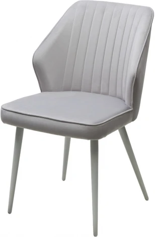 Стул M-City SEATTLE-V СВЕТЛО-СЕРЫЙ BM-4, велюр / белый каркас