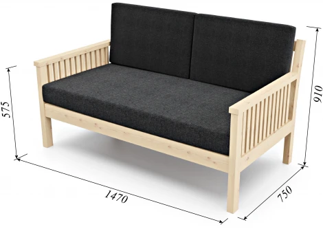 Диван Arsko Норман М сосна графитовая рогожка