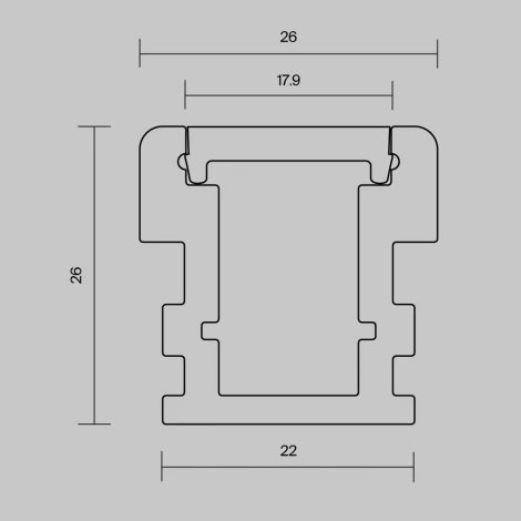 Алюминиевый профиль встраиваемый в пол 26x26 серебро 2 м, ALM-2626-S-2M Maytoni 636016