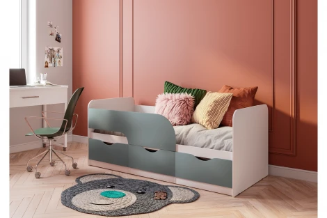 Кровать БТС детская Стандарт КР-22 NEW, Белый, Серый