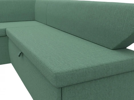 Диван кухонный угловой Омура левый угол (Зеленый/Рогожка) Лига Диванов арт.125897L