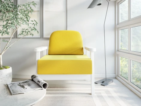 Кресло Arsko Флори белая эмаль велюр желтый