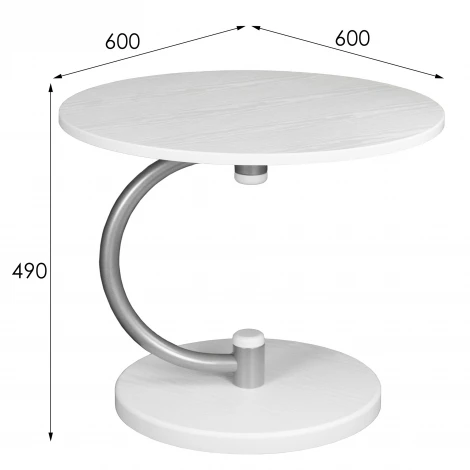Стол журнальный Дуэт 13 металлик/белый Mebelik 009405