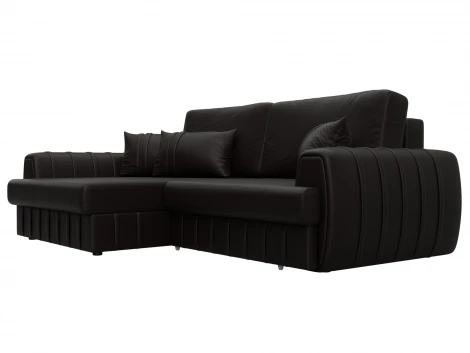 Диван угловой Лига-057 НПБ угол левый (ЛДСП,Брус,Фанера/Пластик/Экокожа/Коричневый) Лига Диванов 130033L