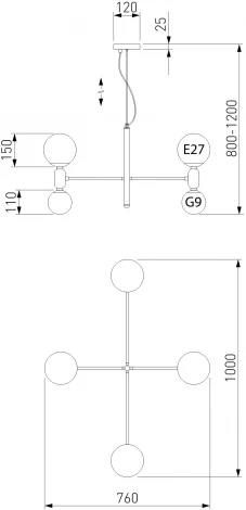 Подвесной светильник Eurosvet Bubble 30182/8 золото (220V, на тросе, шарики)