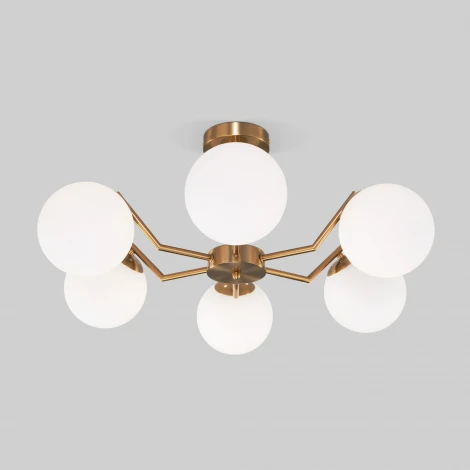 Умная потолочная люстра на штанге Eurosvet Frost 70154/6 латунь (220V, шарики)