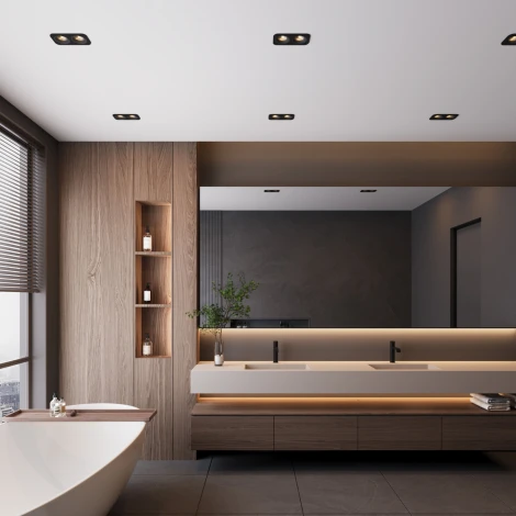 Светильник встраиваемый светодиодный IP44 Elektrostandard Tetro 15277/LED 20W 4000K черный IP44