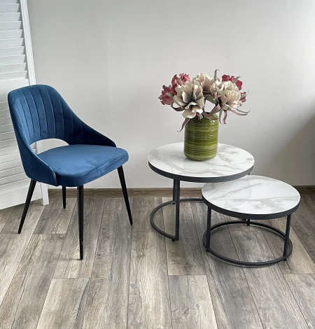 Обеденный стул M-City FANTINE-LS СИНИЙ #29, велюр / черный каркас